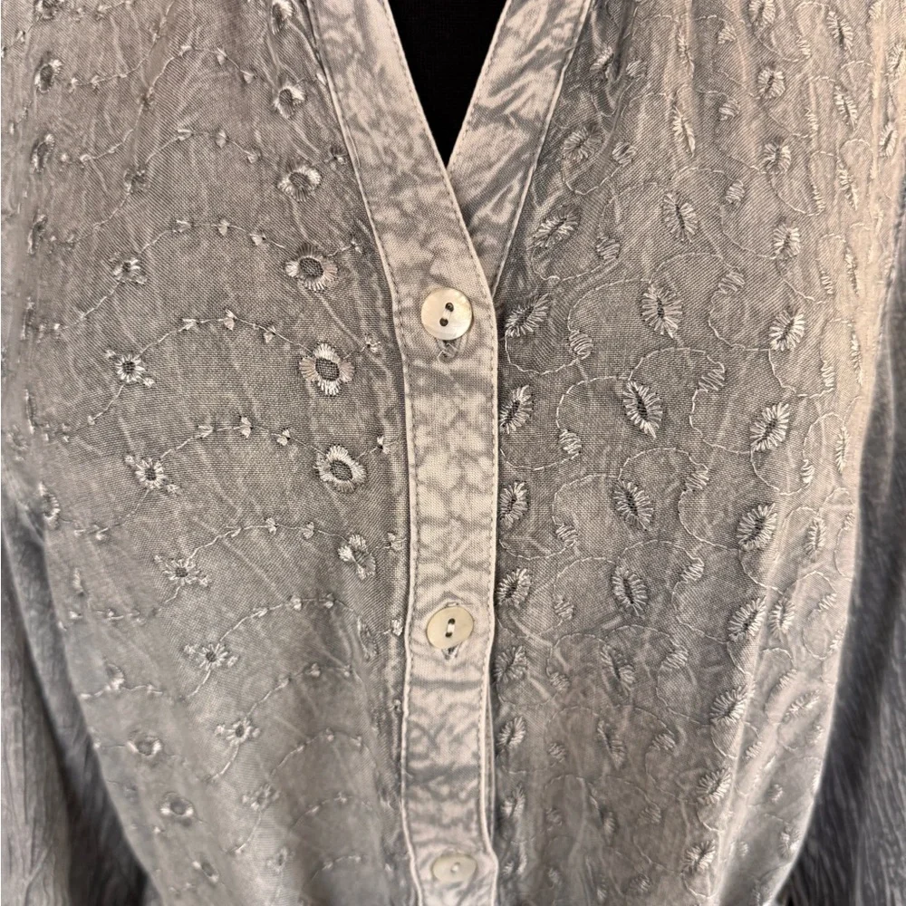 Young Threads Bohemian Baby Doll Button Down Dress in Light Gray Size L NWT - Picture 12 of 14